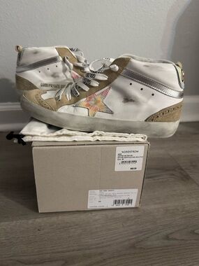 Golden Goose Women Mid-Top Sneakers in White, Beige and Pastel Multi
